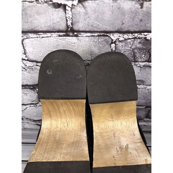 Silent D Georgia Clogs Mules Slingbacks Heeled Black Leather Wood Chain Women 41 - Picture 15 of 16